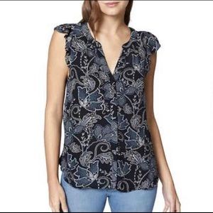 Sanctuary Ruffled Print Shell